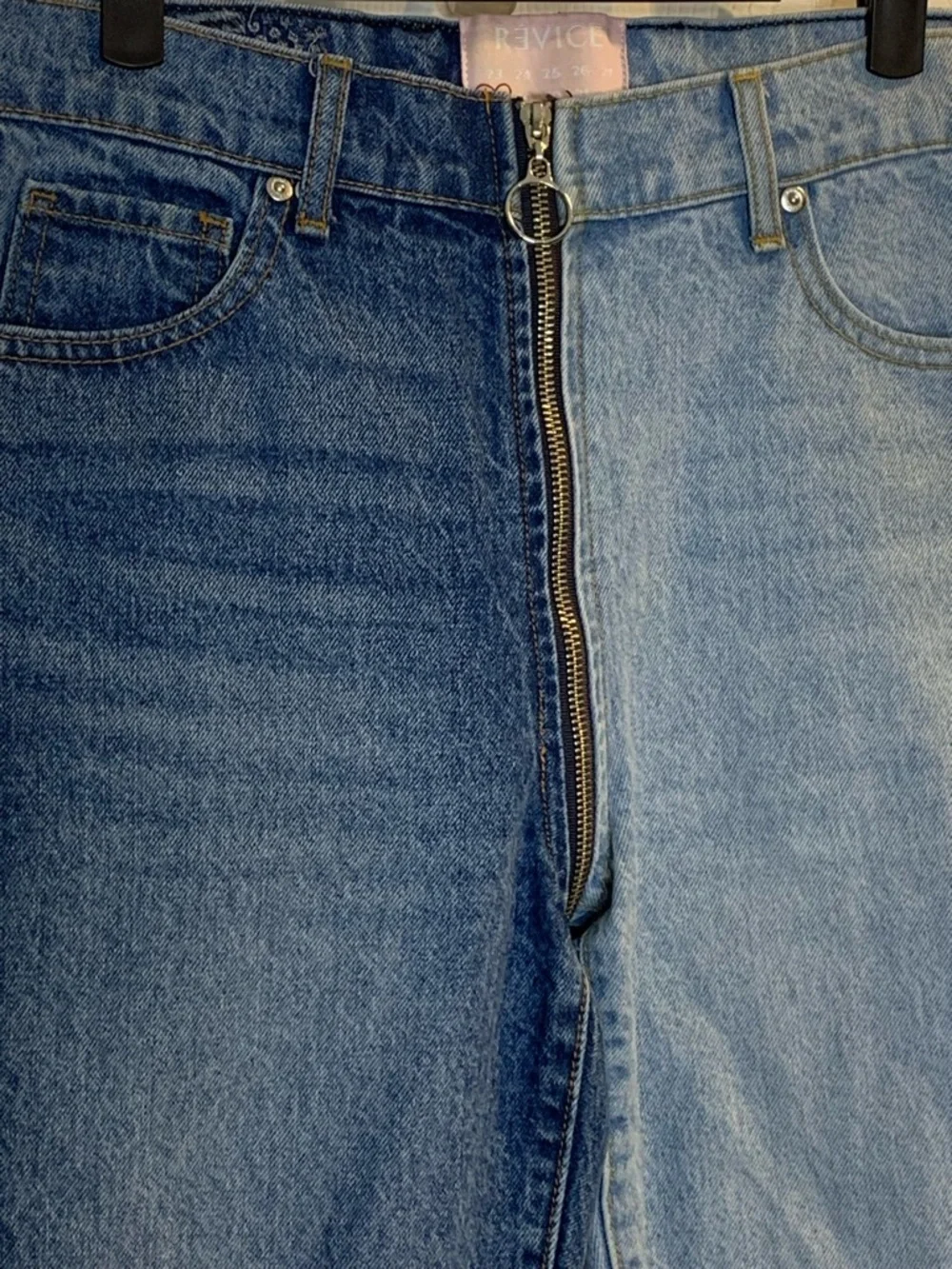Revice Yin-Yang Jeans Size 28 Ankle Cropped Full Zipper Two Toned
